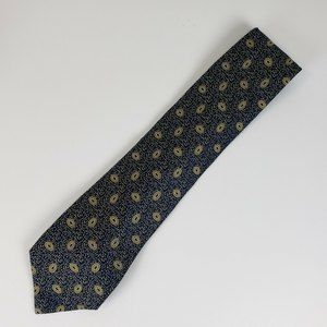 Carrot & Gibbs Boulder Colorado Silk Tie Blue Gold Tan Abstract
